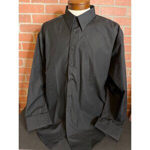 PRONTO UOMO Men's Button Up Formal Shirt Long Sleeves Collared Black 17.5 34/35